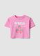 Pink pure cotton T-shirt for girls with strawberry print_0