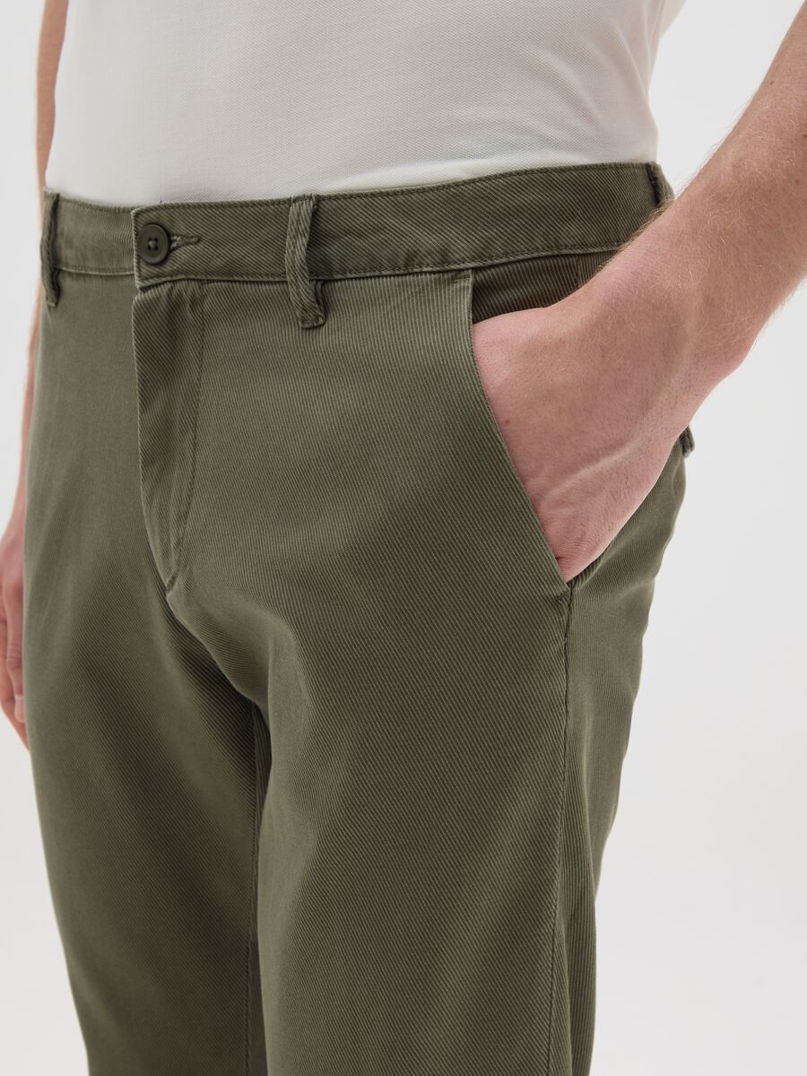 Slim fit green stretch cotton trousers_2