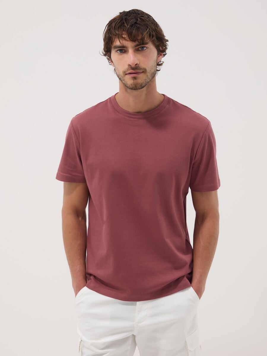 Red slim-fit T-shirt in pure mercerised cotton_1