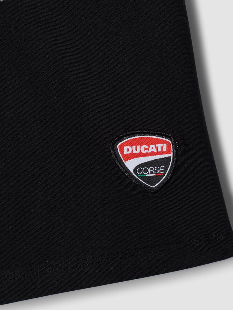 Black short-sleeved stretch-cotton T-shirt with motorbike print_3