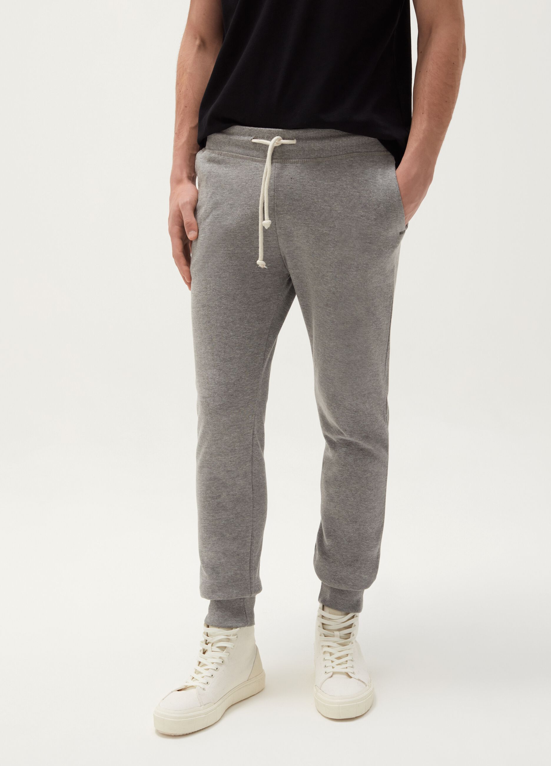 Joggers in felpa mélange con coulisse