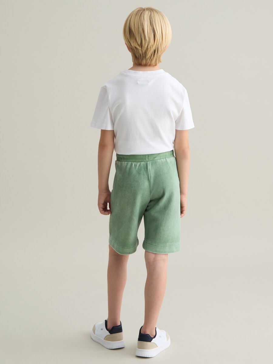 Children's green cotton blend shorts, regular fit_1