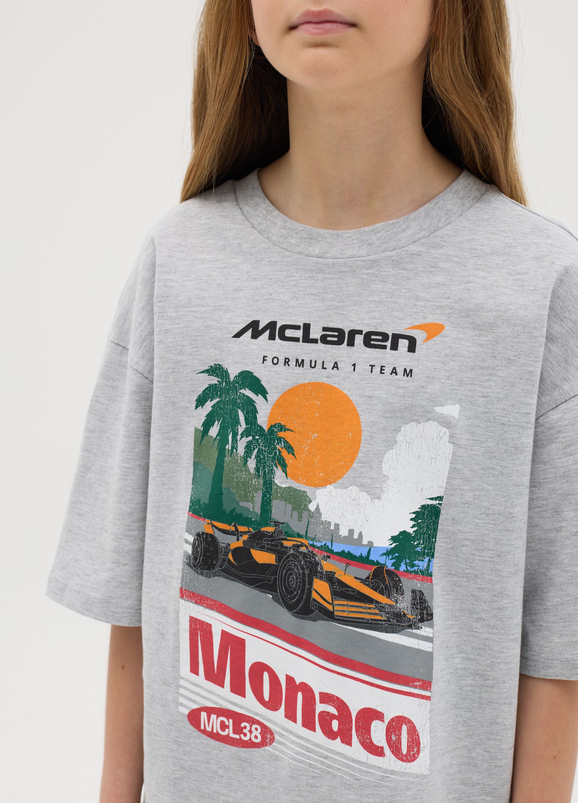 Grey T-shirt with McLaren print