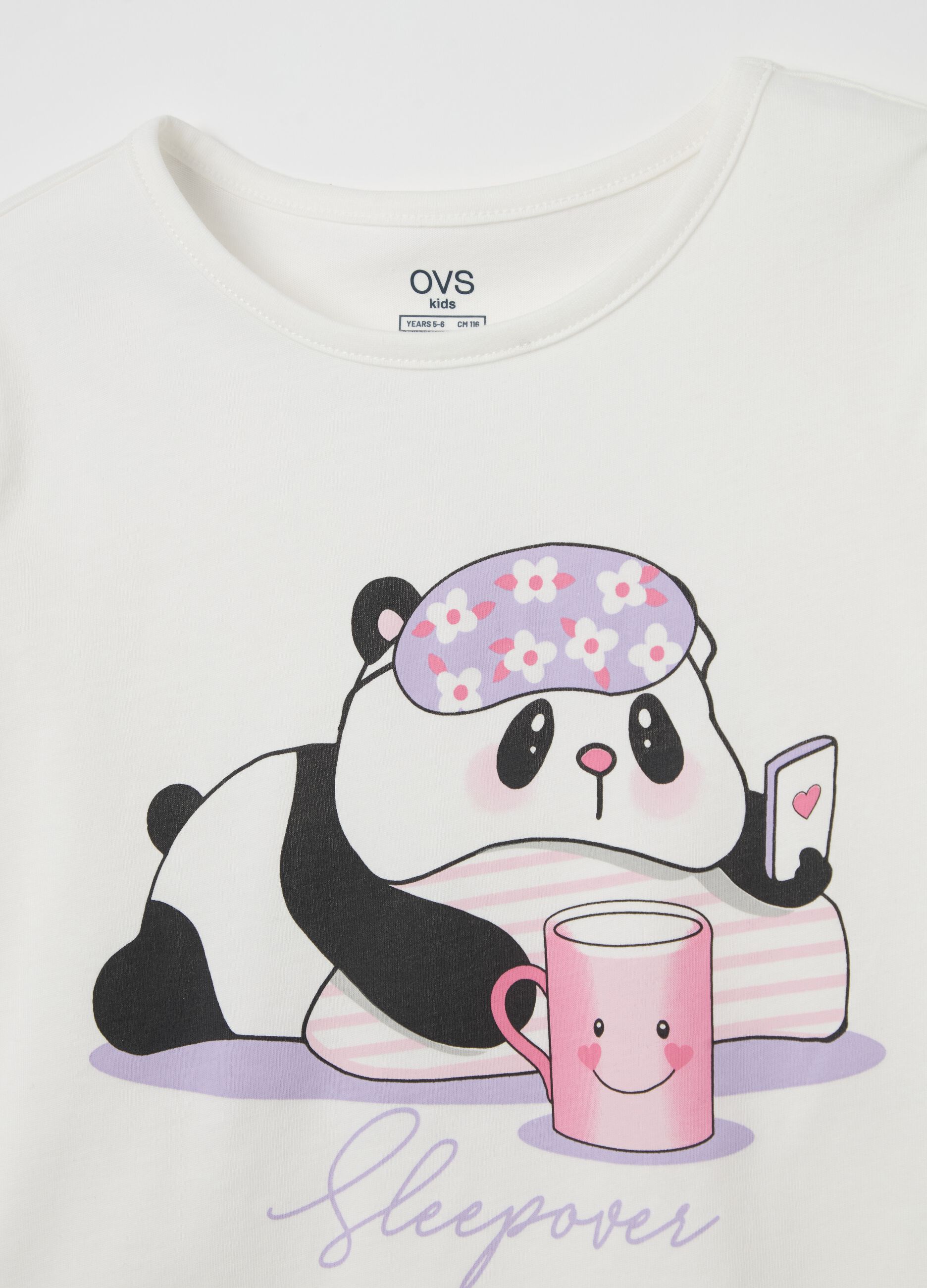 Organic cotton pyjamas with "Sleepover" koala print