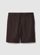 Brown pure linen Bermuda shorts with regular fit_4