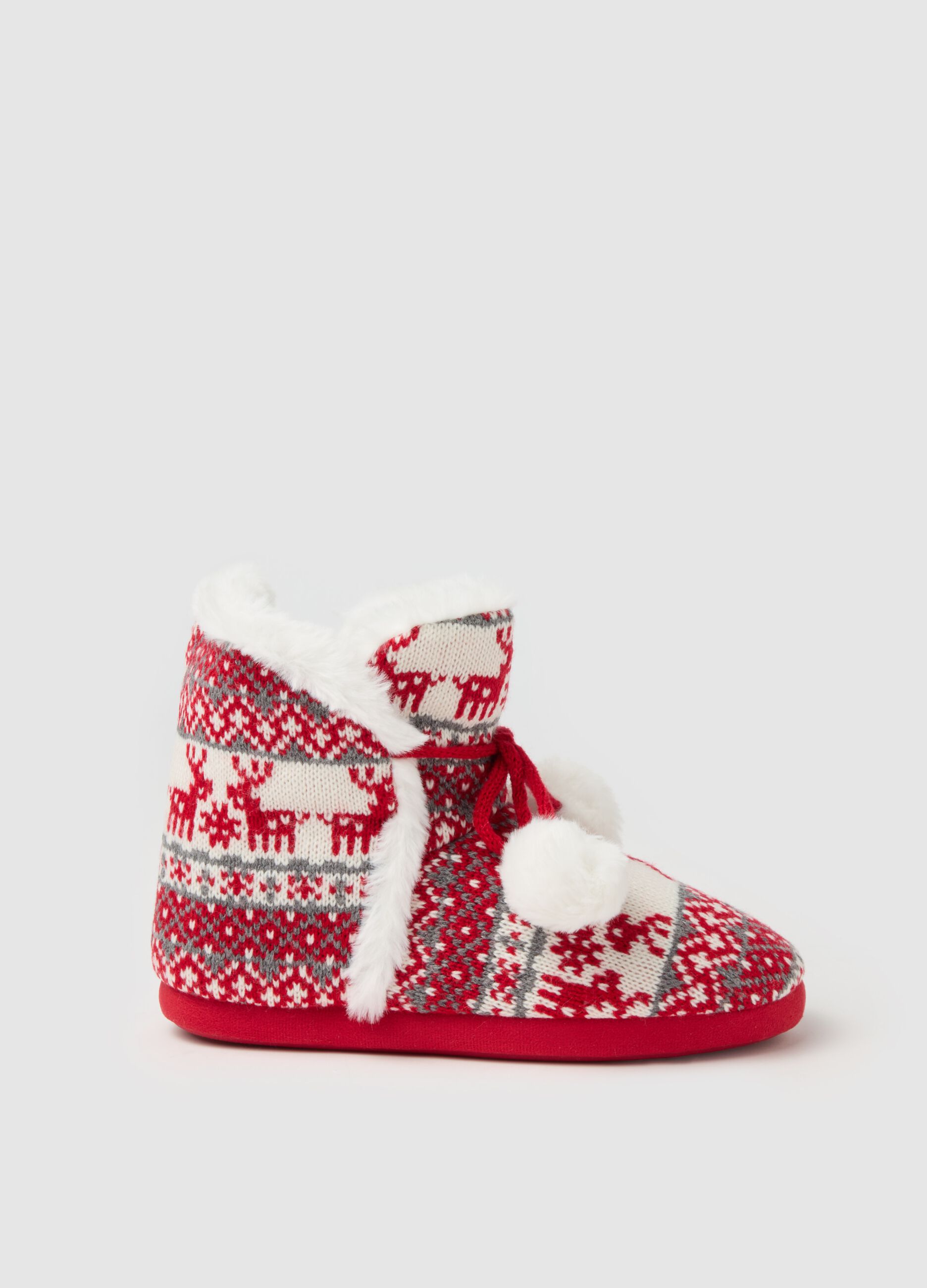 Pantofole a stivaletto con disegni jacquard