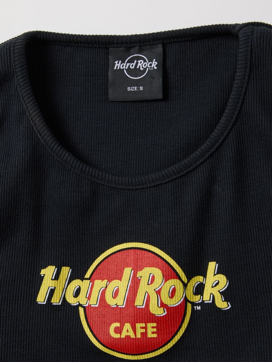 Black cotton blend regular fit tank top with Hard Rock Cafe logo_5