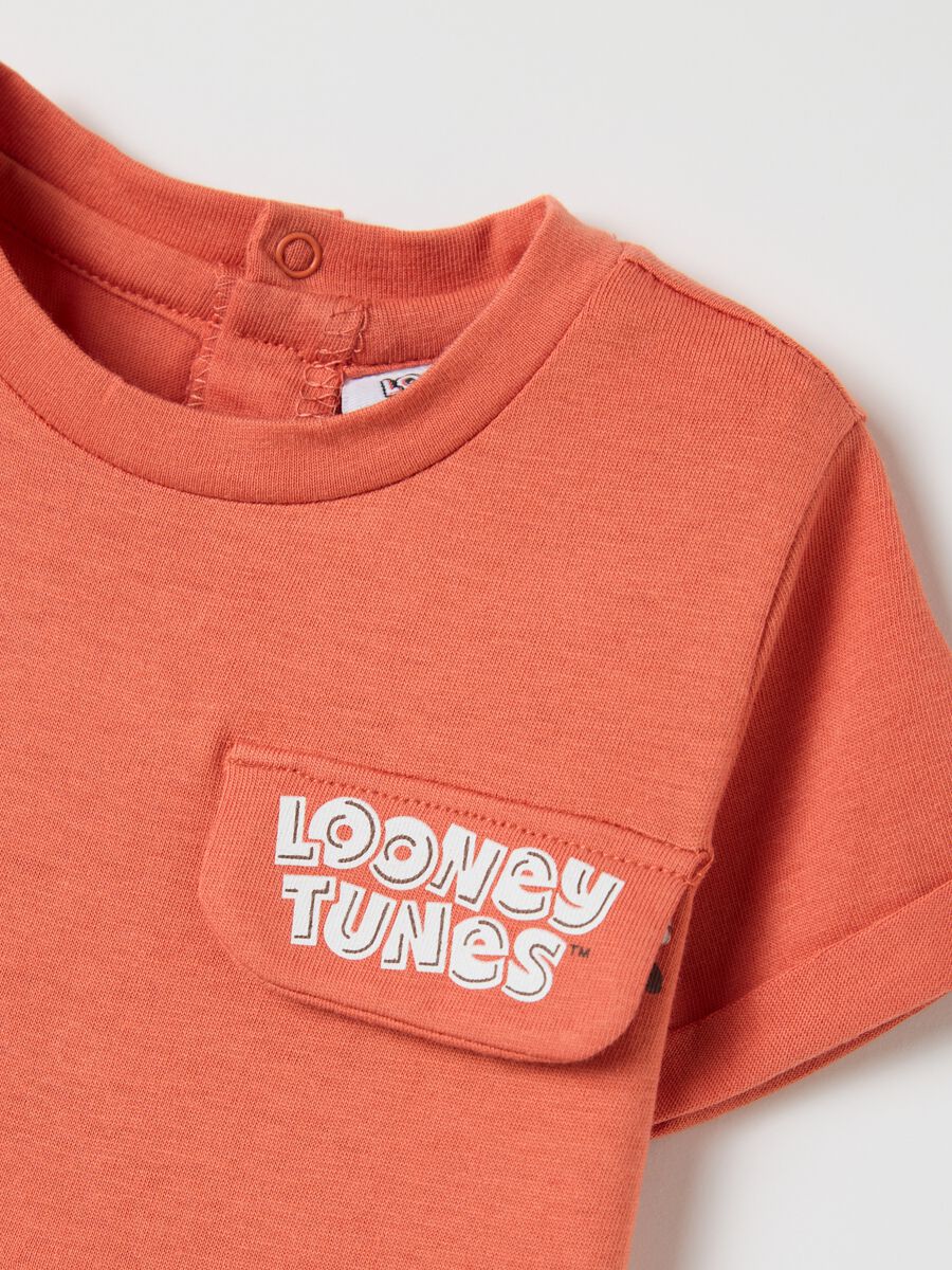 Orange T-shirt with Bugs Bunny embroidery in organic cotton_2