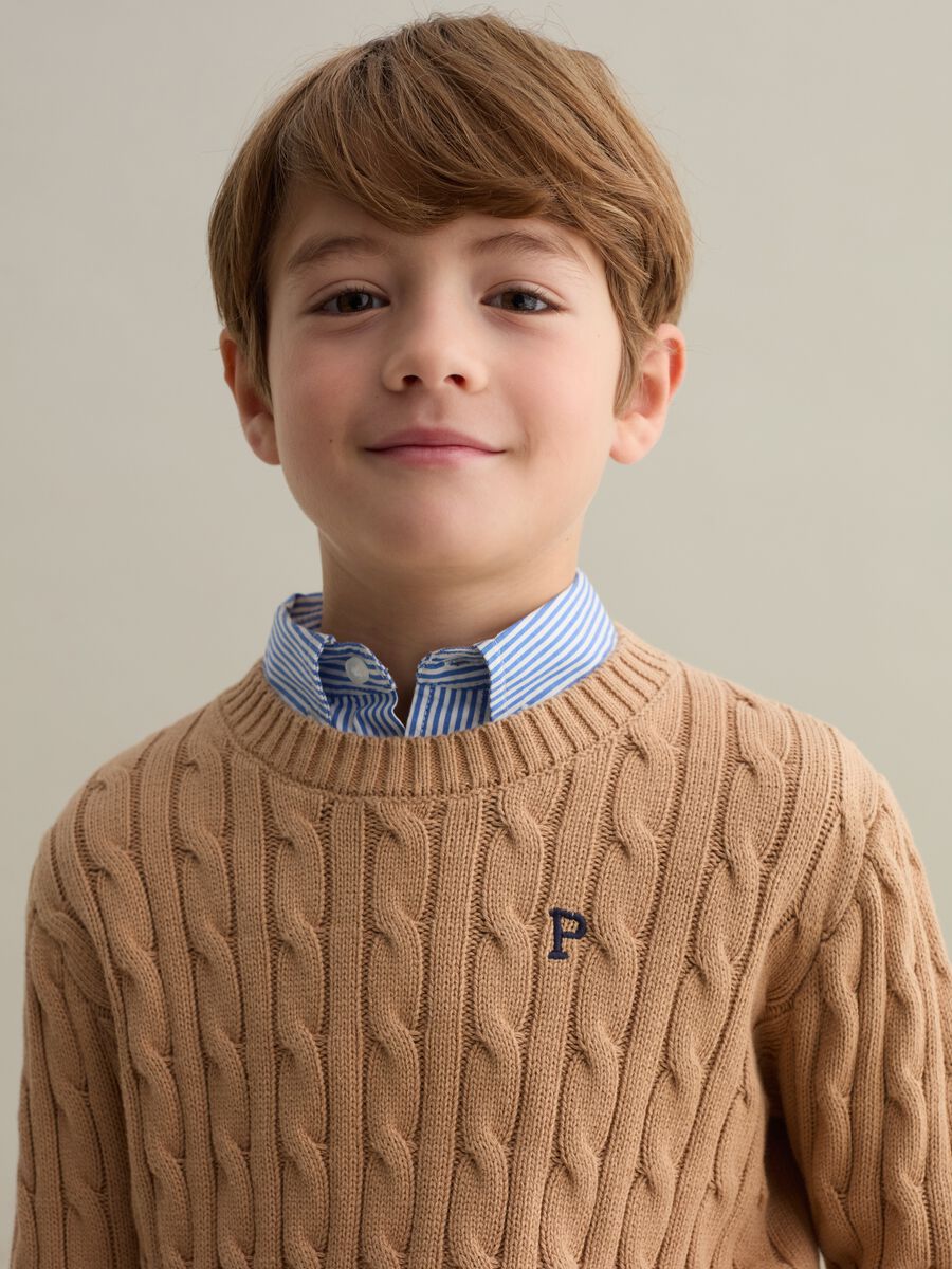 Cable-knit pullover with logo embroidery_2