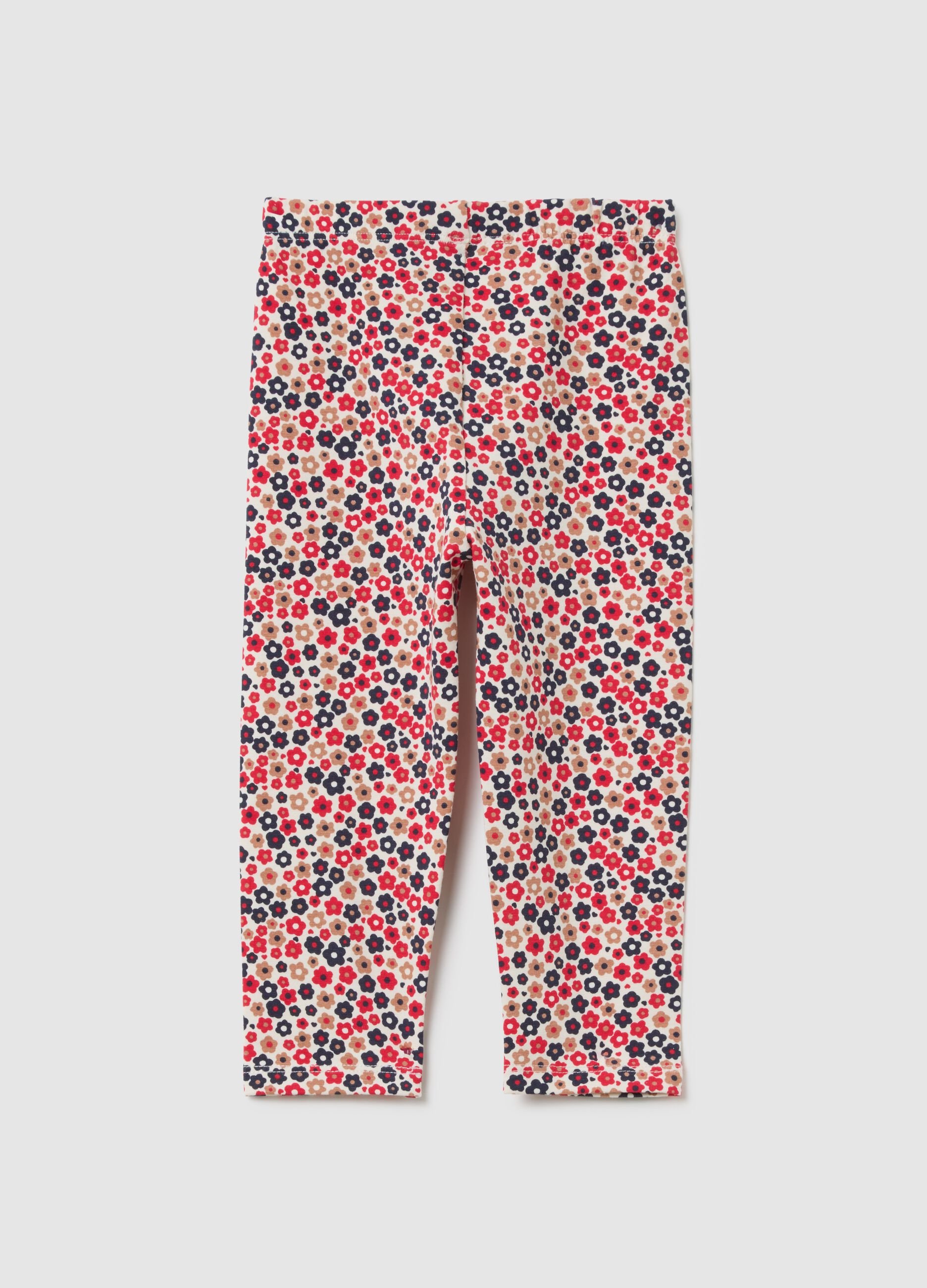 Girls' multicolour cotton skinny fit leggings