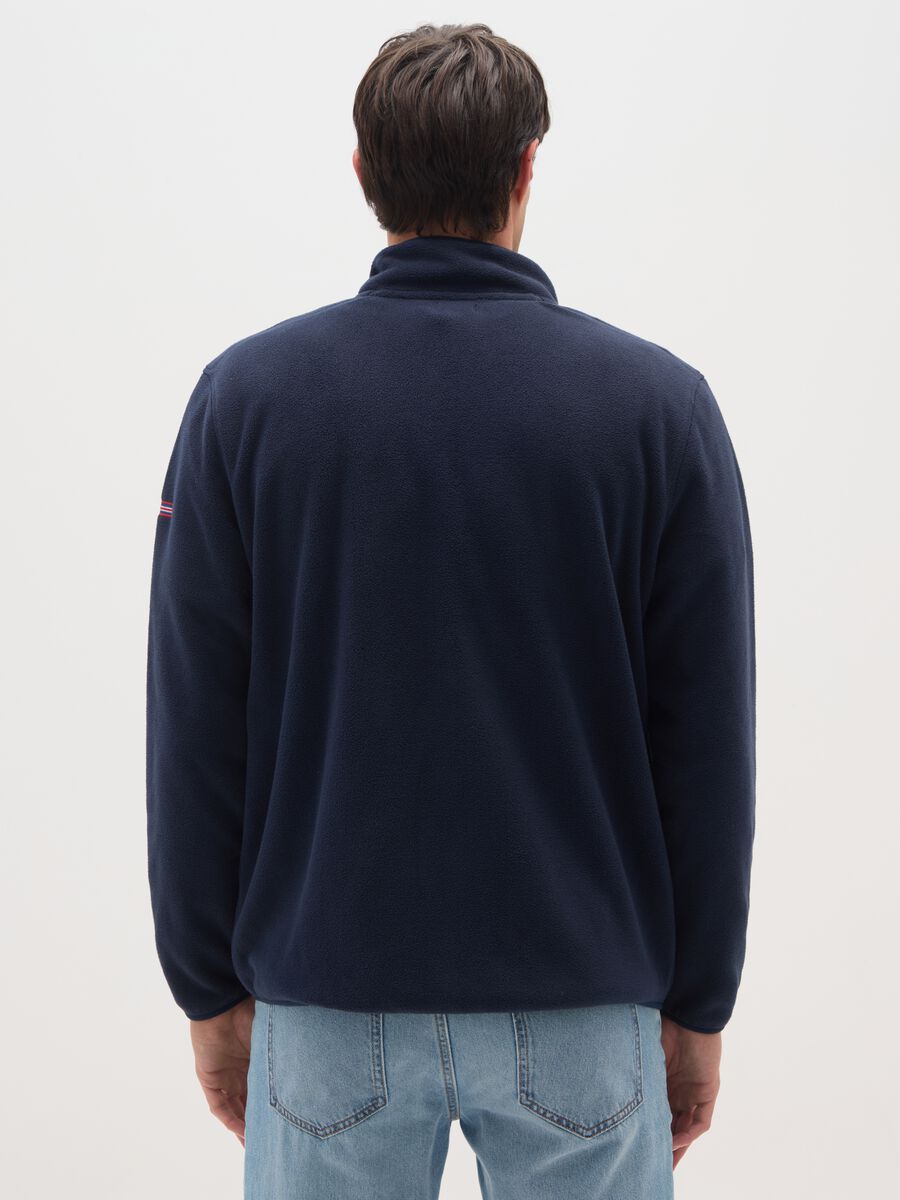 Regular Fit Blue Fleece Jacket with Zip_2