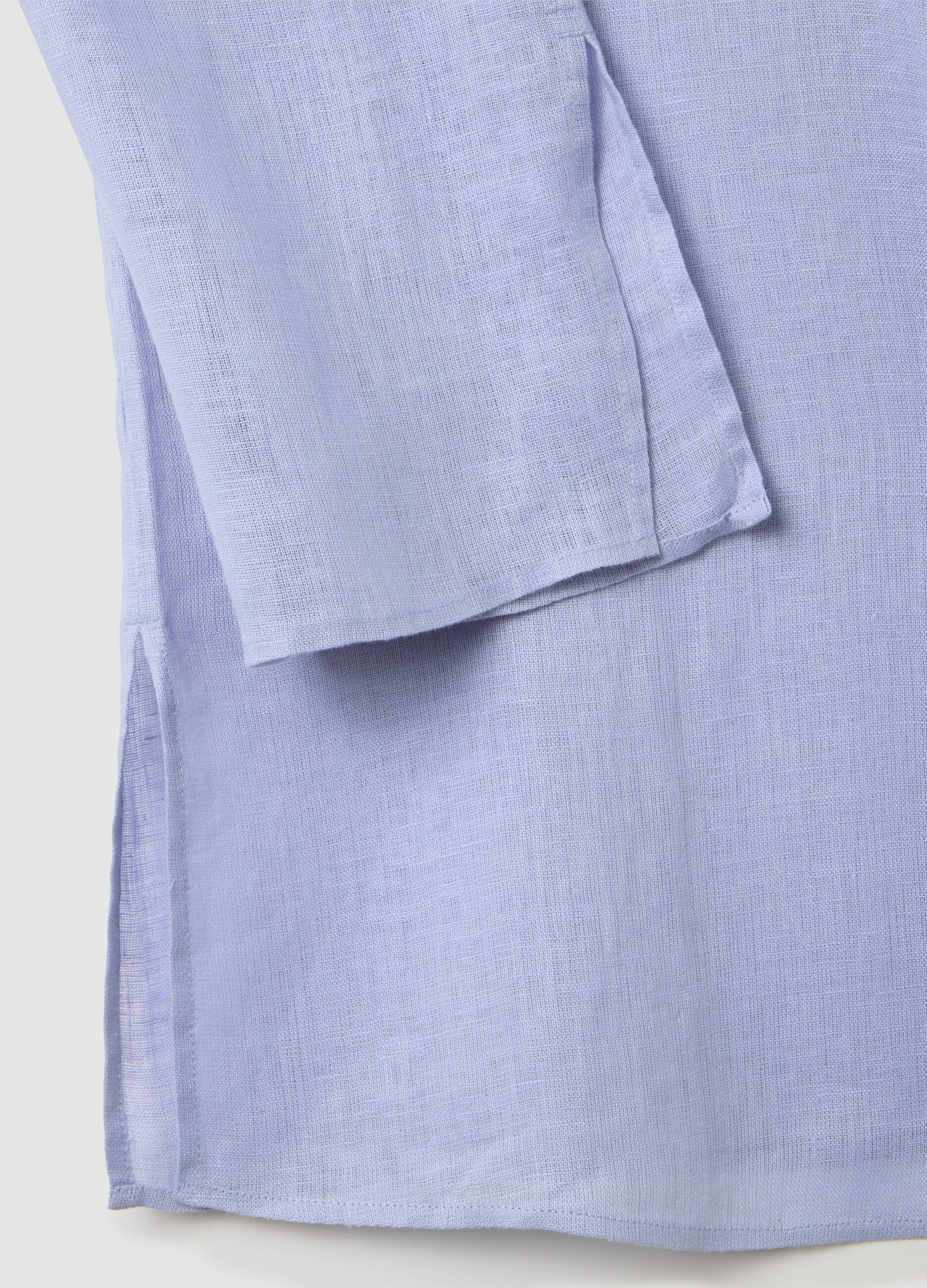 Women's Long Oversized Blue Pure Linen Shirt