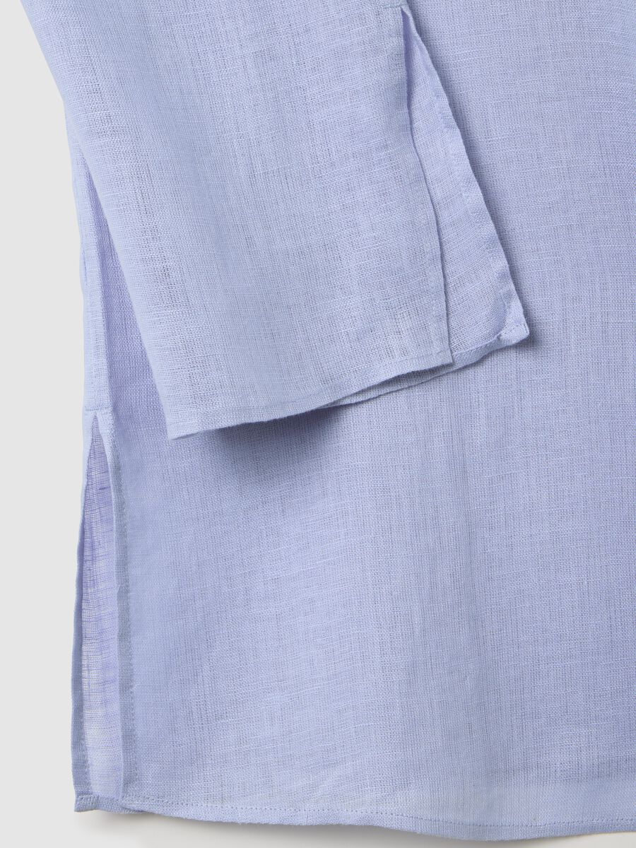 Women's Long Oversized Blue Pure Linen Shirt_5