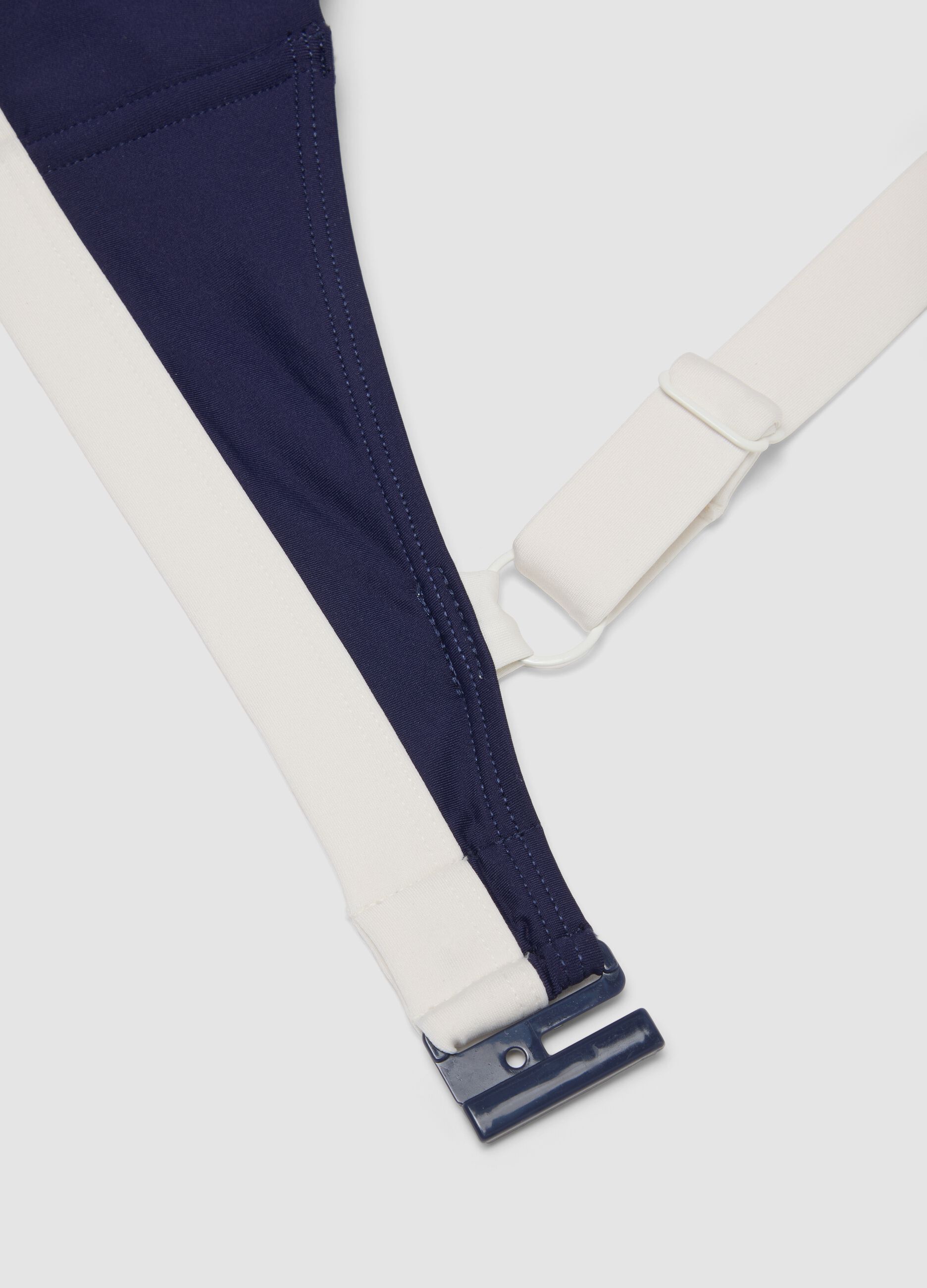 Blue stretch bikini with contrasting trims