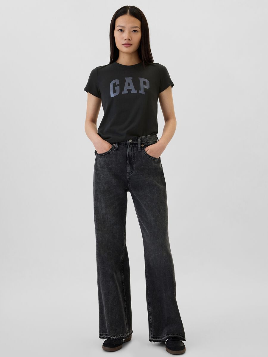T-shirt con stampa logo in foil_1