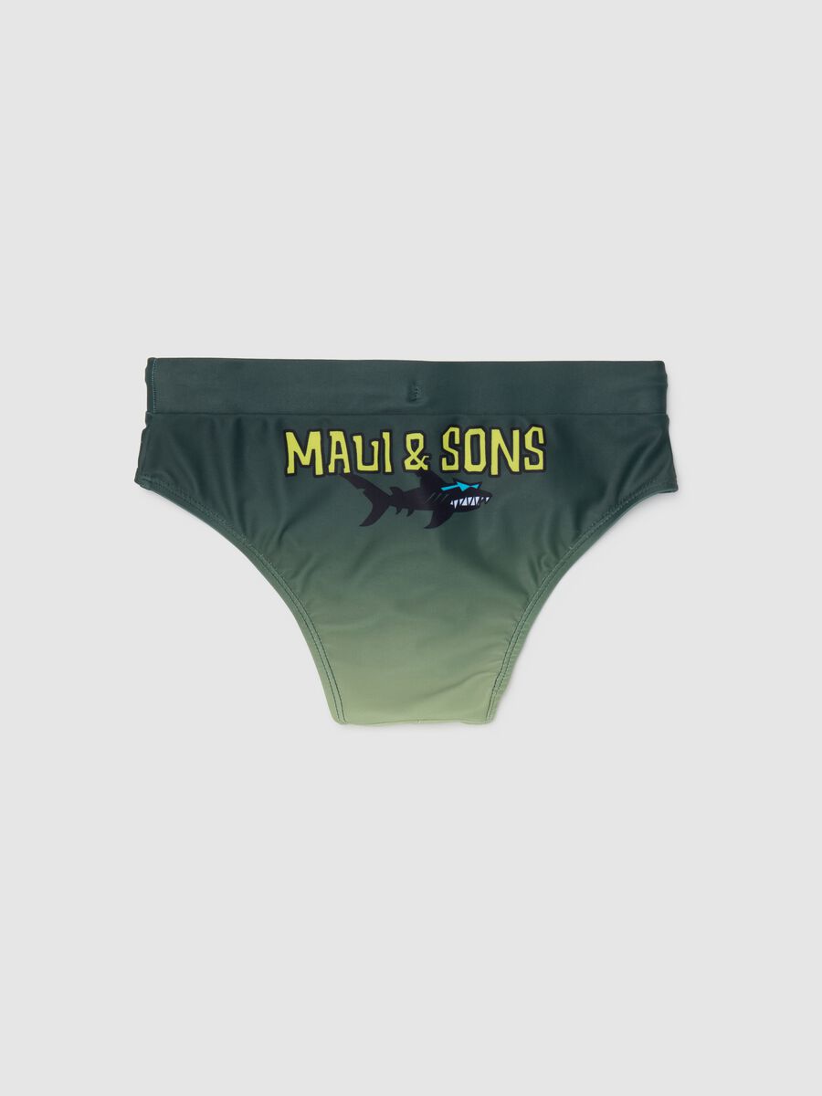 Boys' green stretch fabric briefs with logo_1