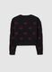 Girls' regular fit black sweater with decorative hearts_1