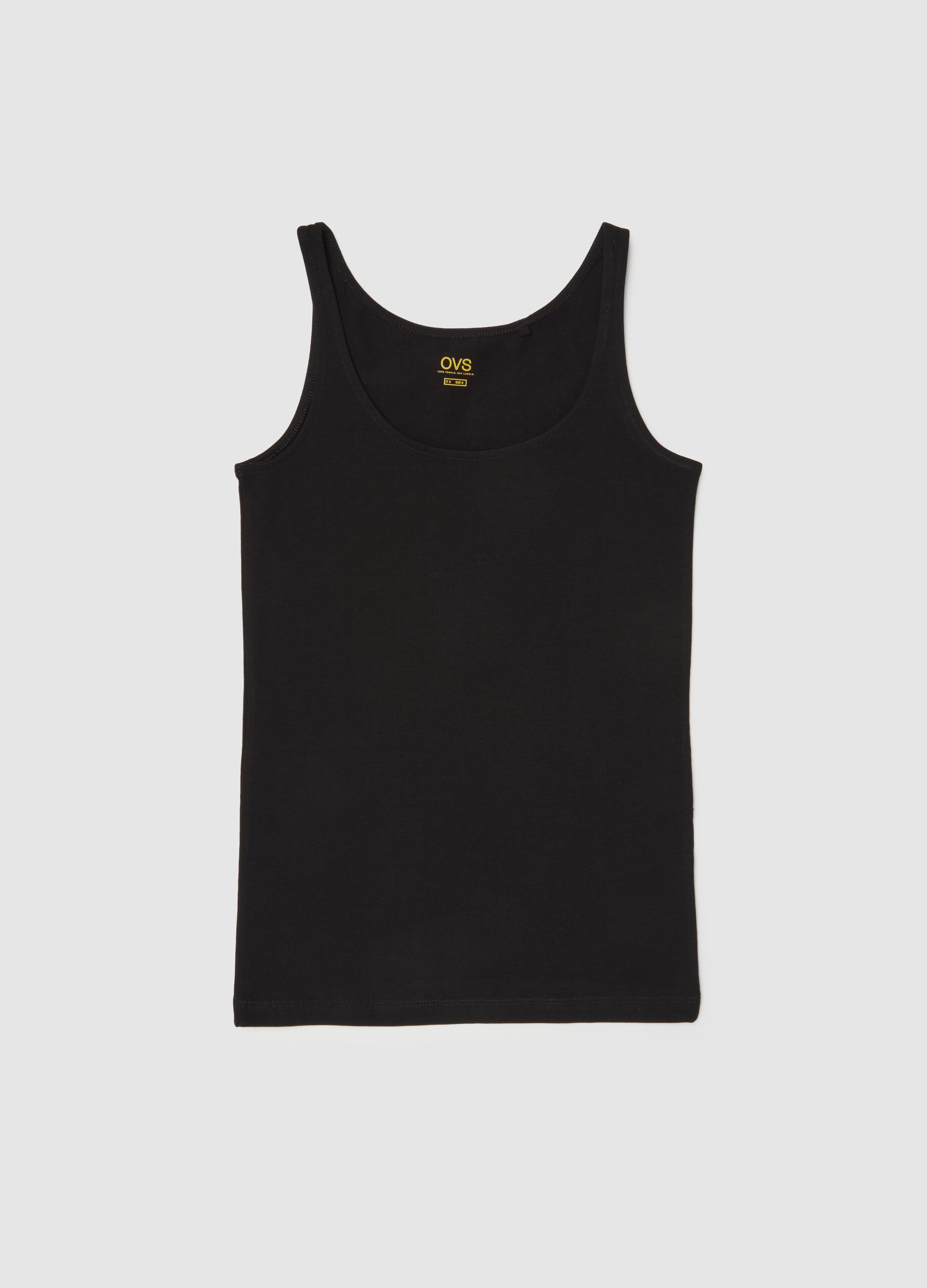 Canottiera basic in cotone stretch nera