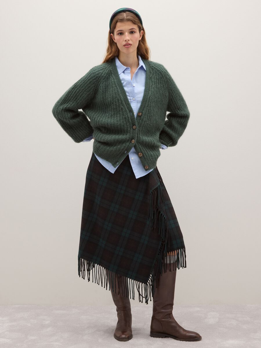 Cardigan deep V verde vestibilità oversize_1