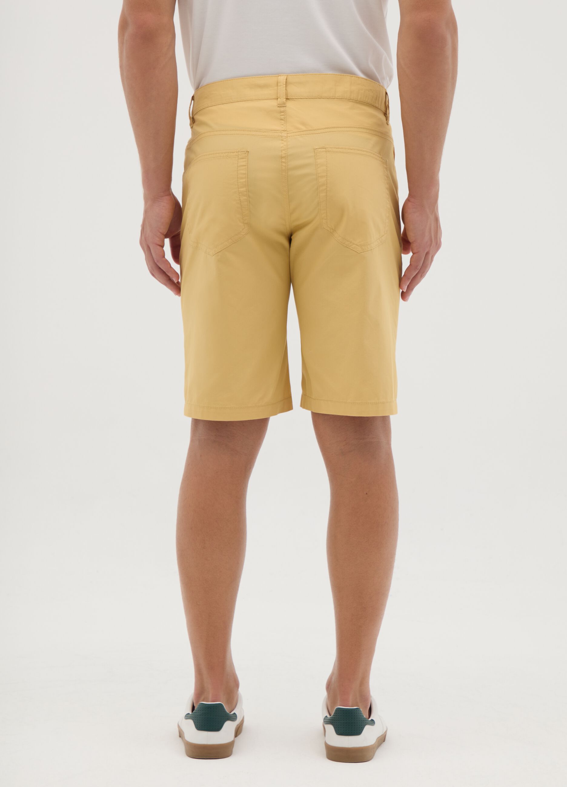 Men's yellow cotton regular fit shorts