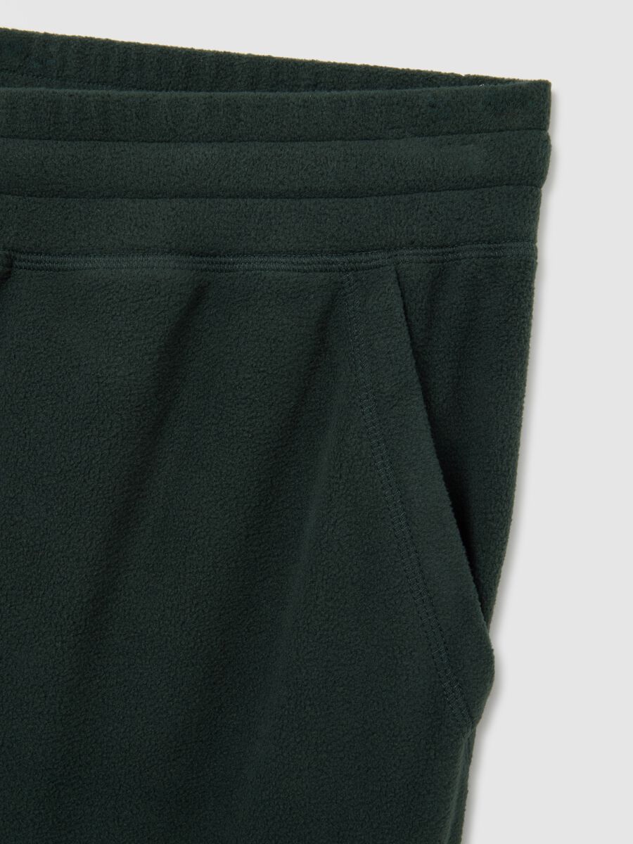 Regular Fit Green Fleece Trousers with Elastic Waist_1
