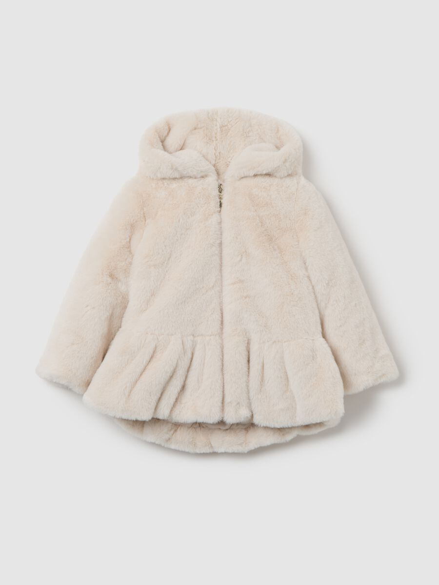 Giacca imbottita da bambina beige regular fit con cappuccio_1