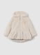 Beige regular fit padded jacket for girls with hood_1