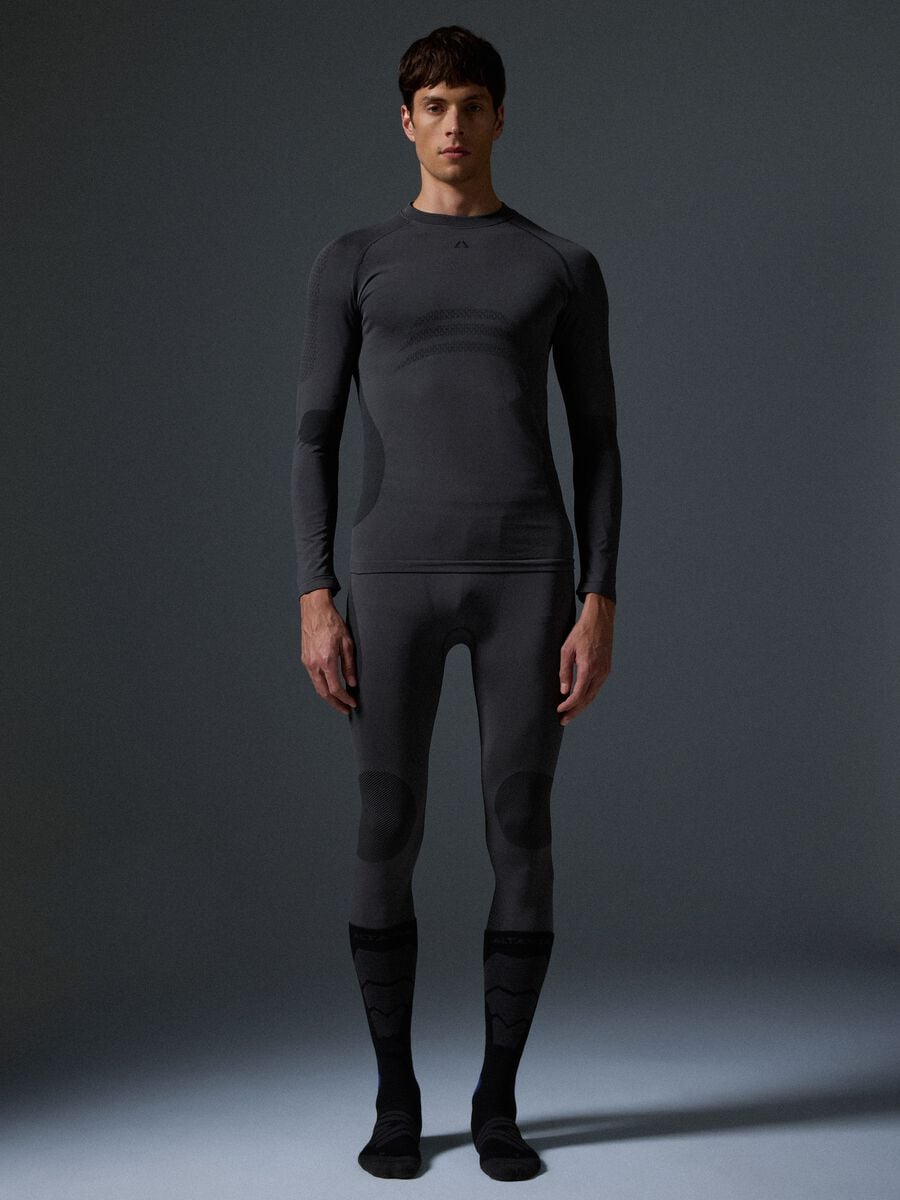 Grey thermal long-sleeve stretch T-shirt, 2-way stretch ALTAVIA_0