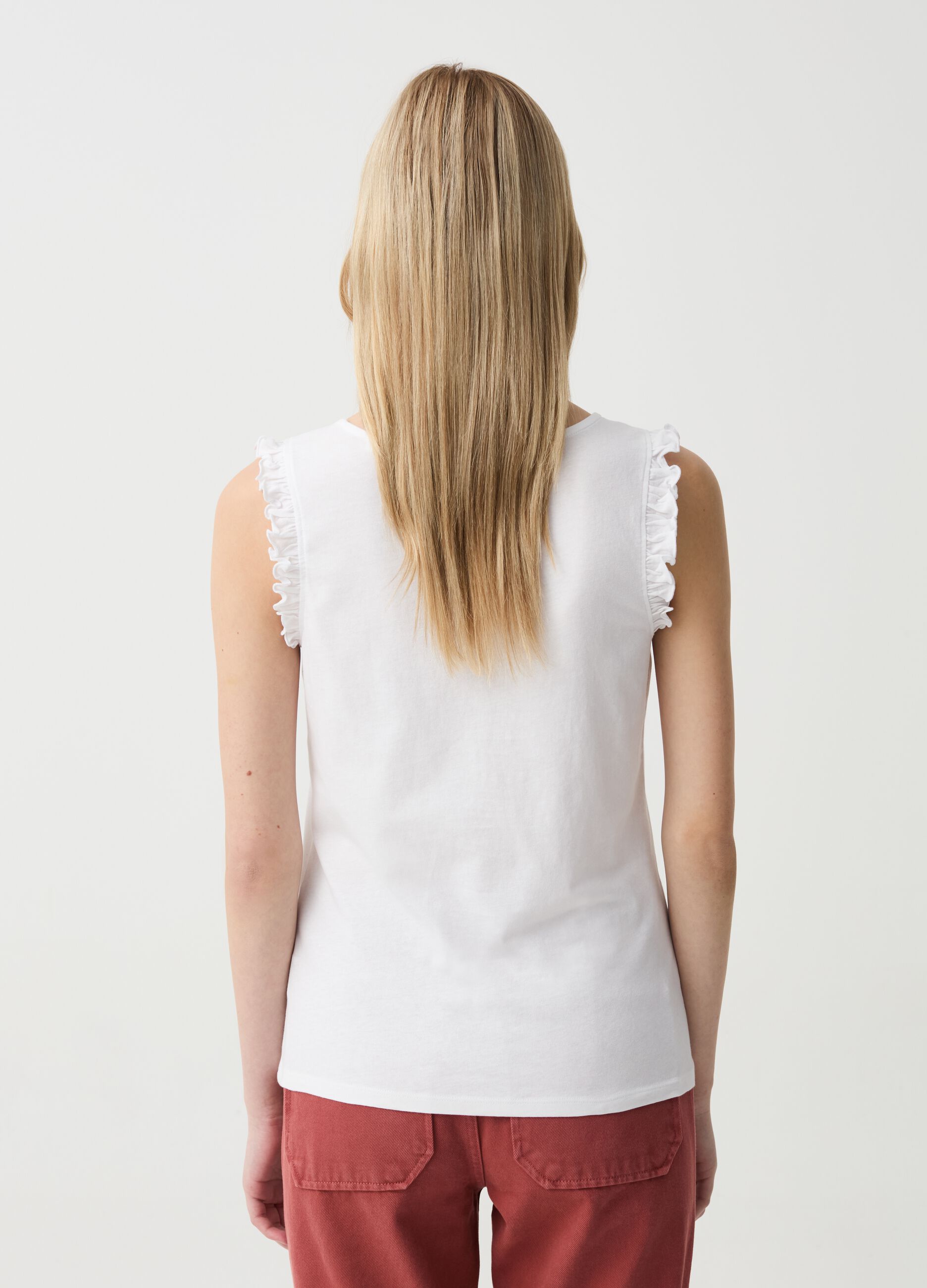 Tank top with frills