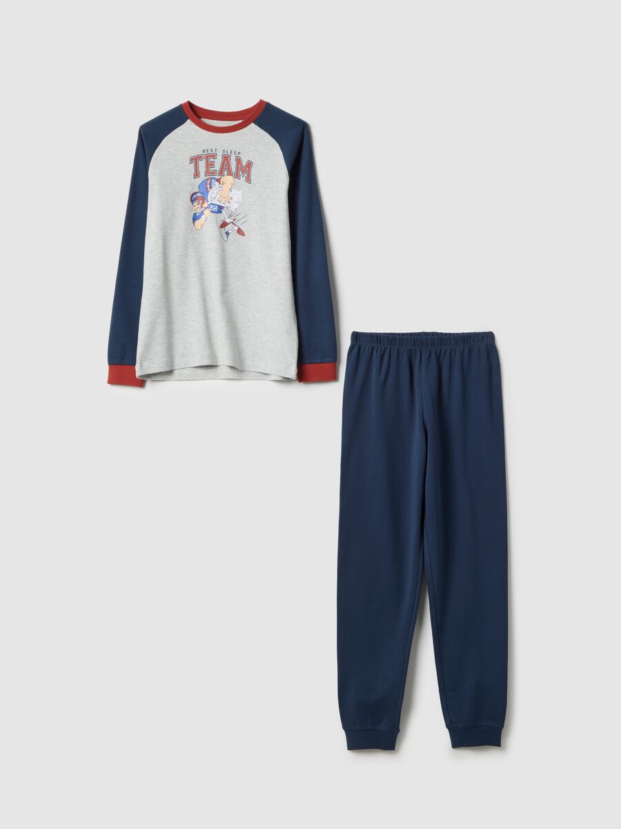 Pigiama da bambino in misto cotone multicolor regular fit con stampa_0
