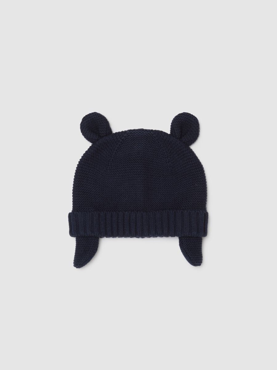 Cappellino da neonato in puro cotone blu_0