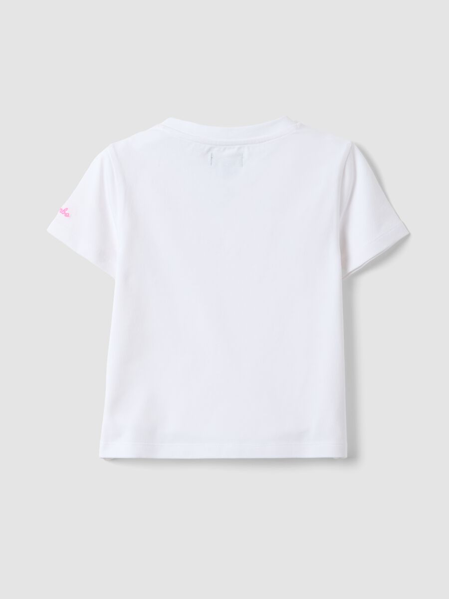 T-shirt in cotone elasticizzato bianco da bambina con perline_4