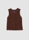 Brown regular fit cotton blend tank top with mesh texture_4
