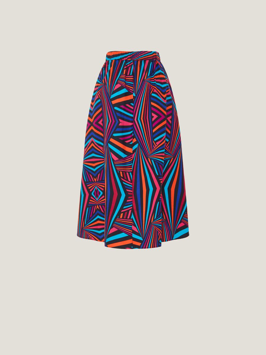 Gonna midi con stampa optical multicolore_4