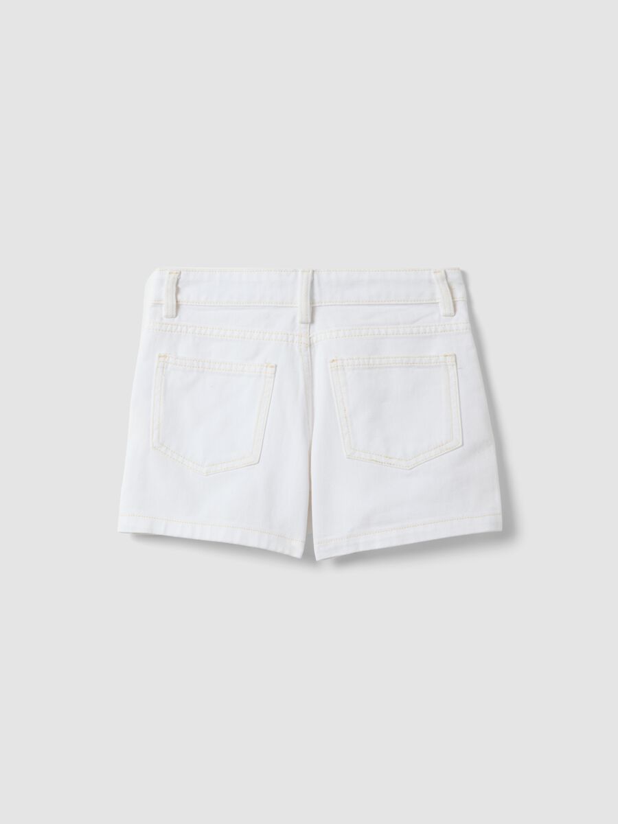 White pure cotton five-pocket shorts_4