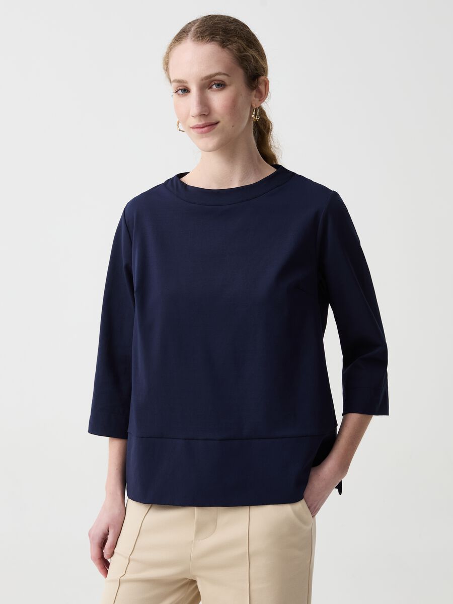 Blouse with splits and three-quarter sleeves_1