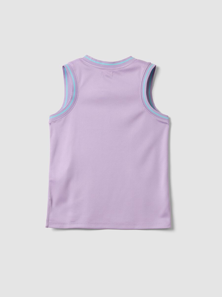 Canotta sportiva viola da ragazza con scollo a V loose fit_1