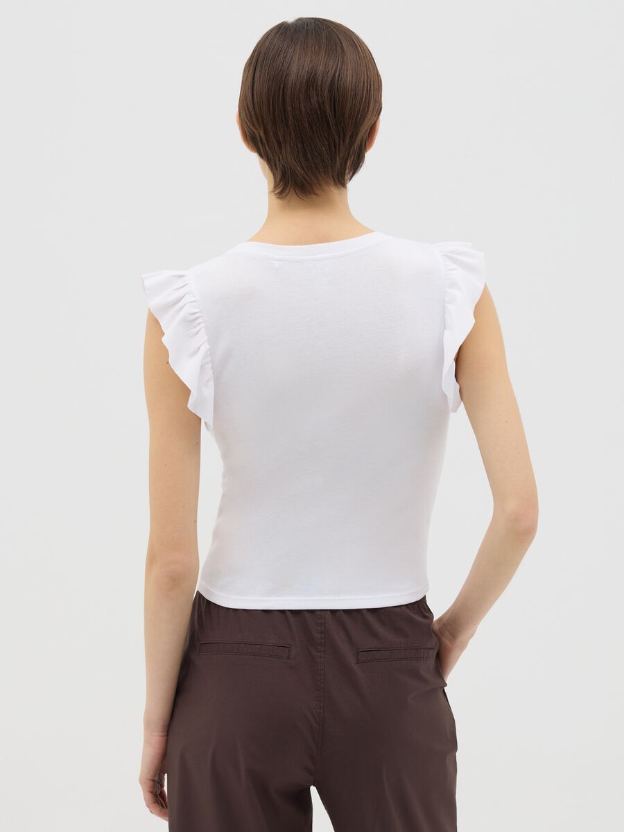 White cotton T-shirt with ruffles_3