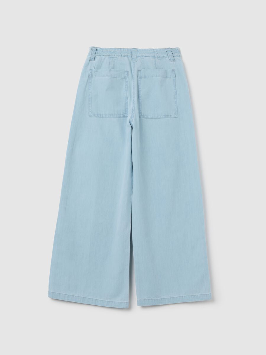 Girls’ light blue wide-leg jeans in 100% cotton_4