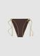 Brown stretch bikini bottoms with contrast tie sides_4