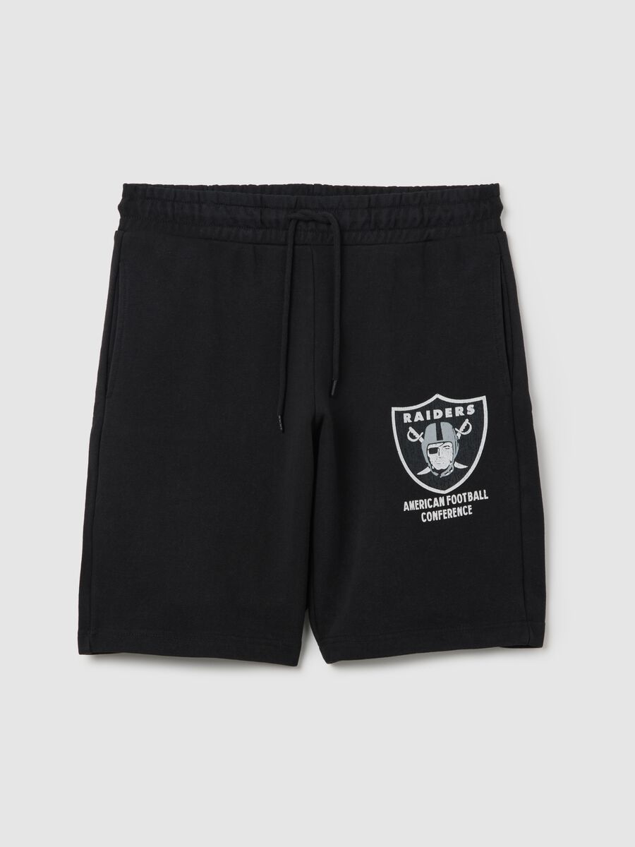 Black Raiders Sports Shorts in Cotton Blend_4