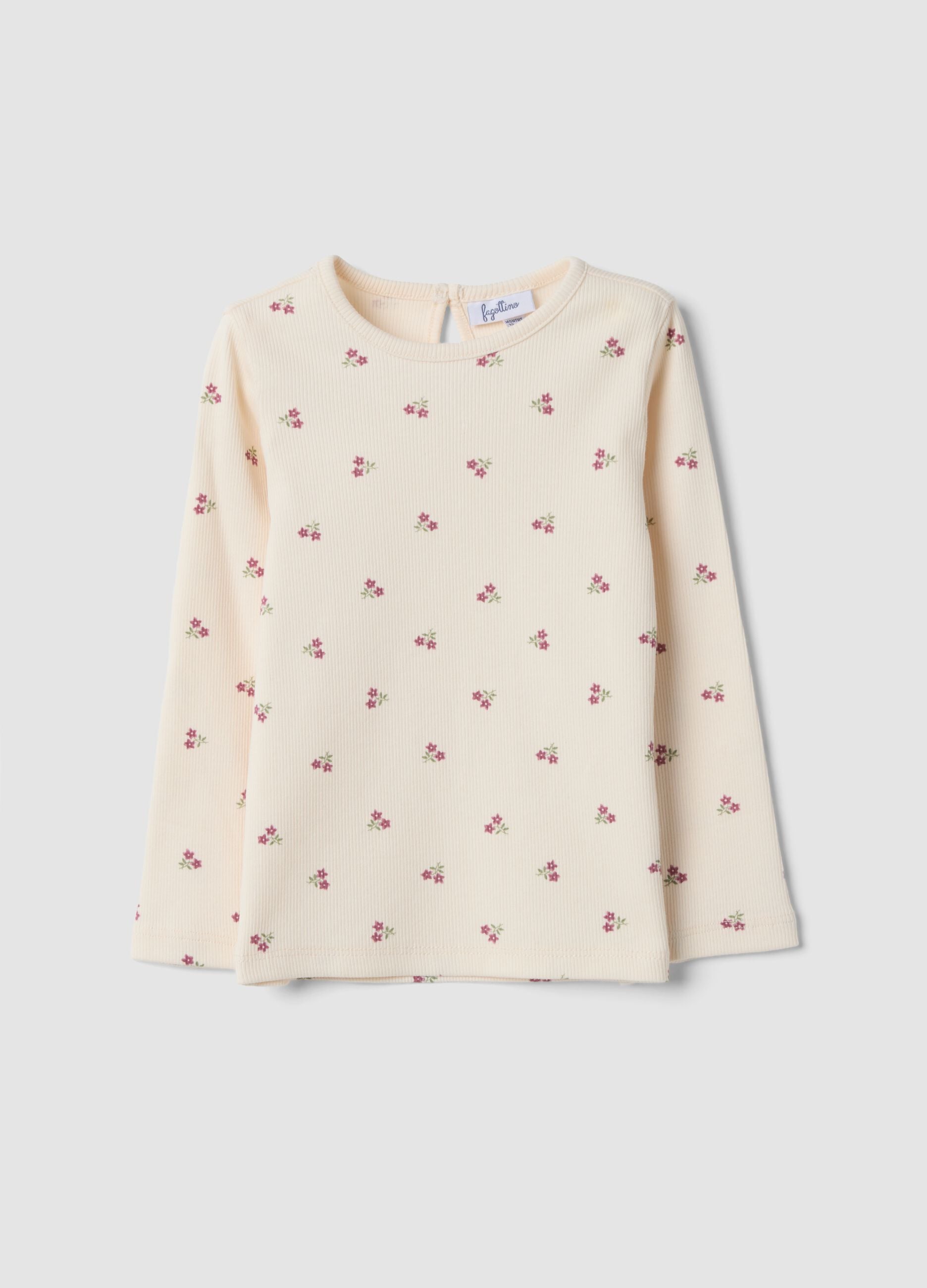 Maglietta rosa in cotone organico elasticizzato girocollo