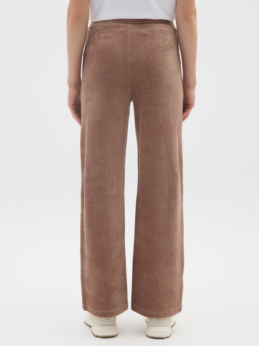 Pantaloni in cotone elasticizzato marroni wide leg_2