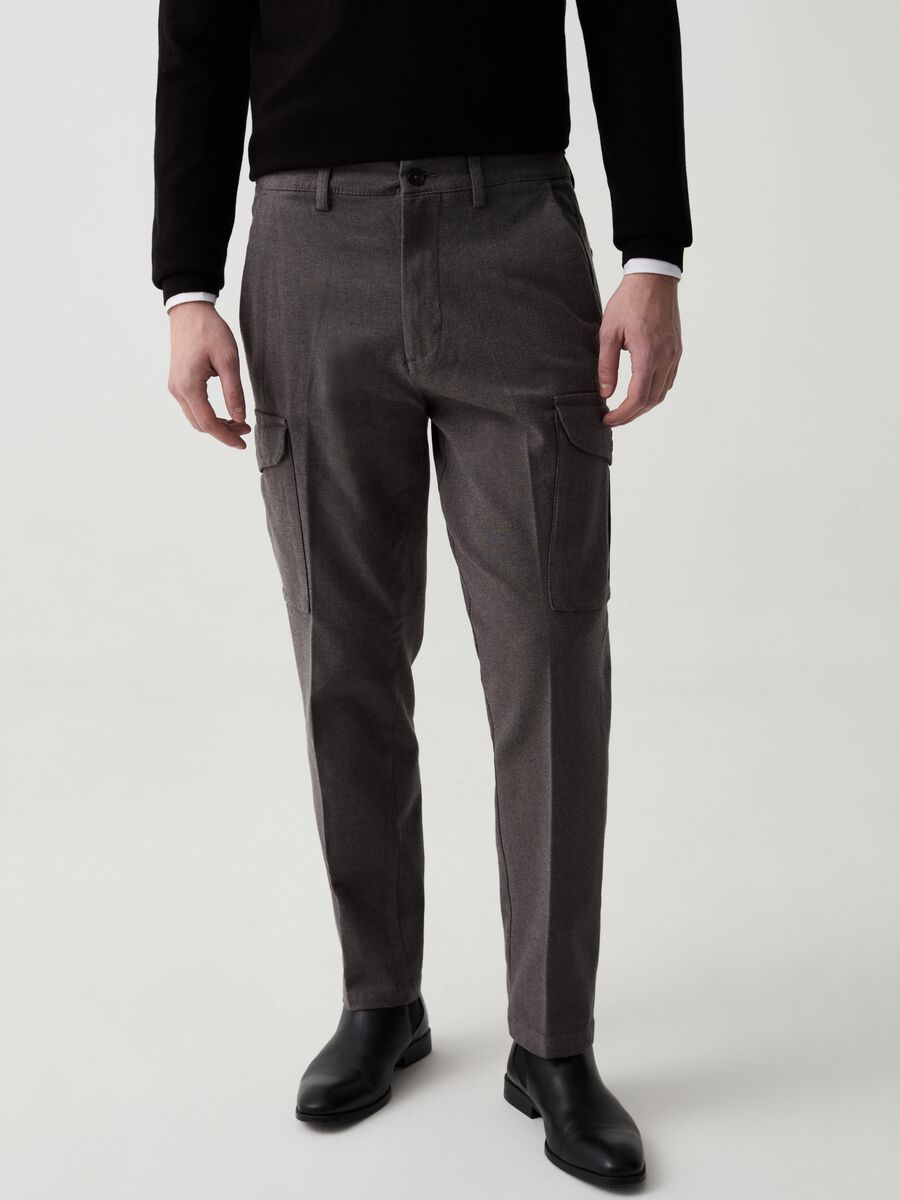 Pantalone cargo comfort fit in twill_1
