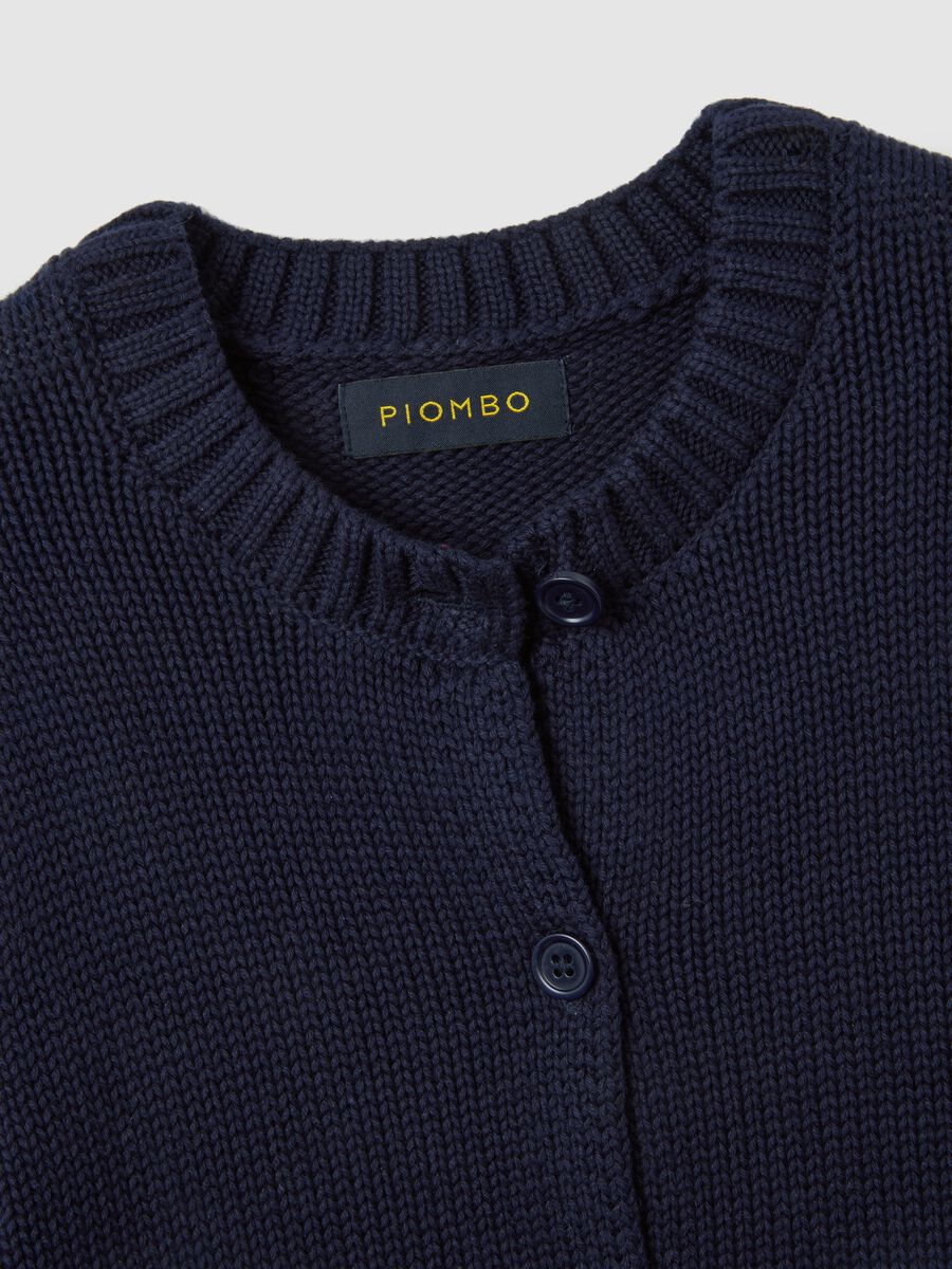 Blue pure cotton regular fit cardigan with buttons_5