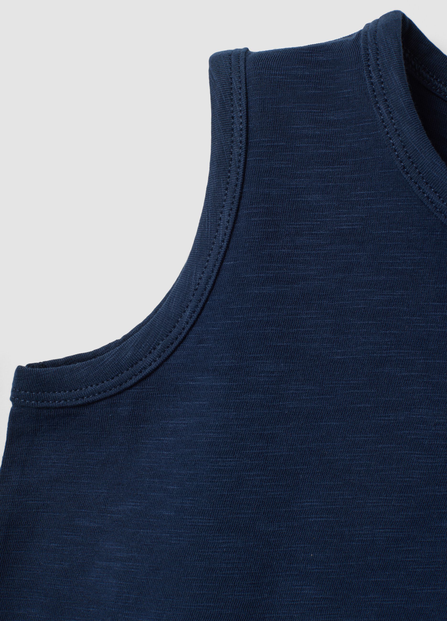 Blue pure cotton vest top with buttons
