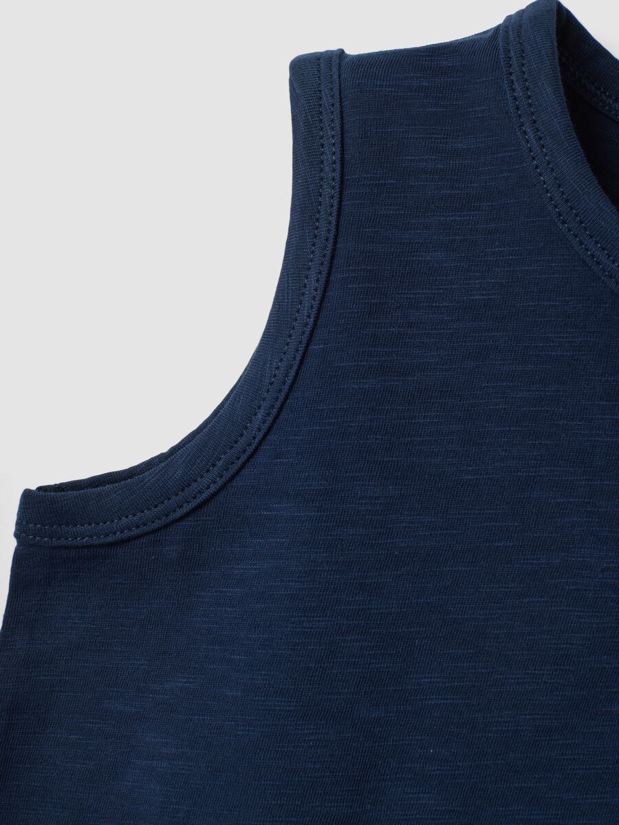 Blue pure cotton vest top with buttons_3