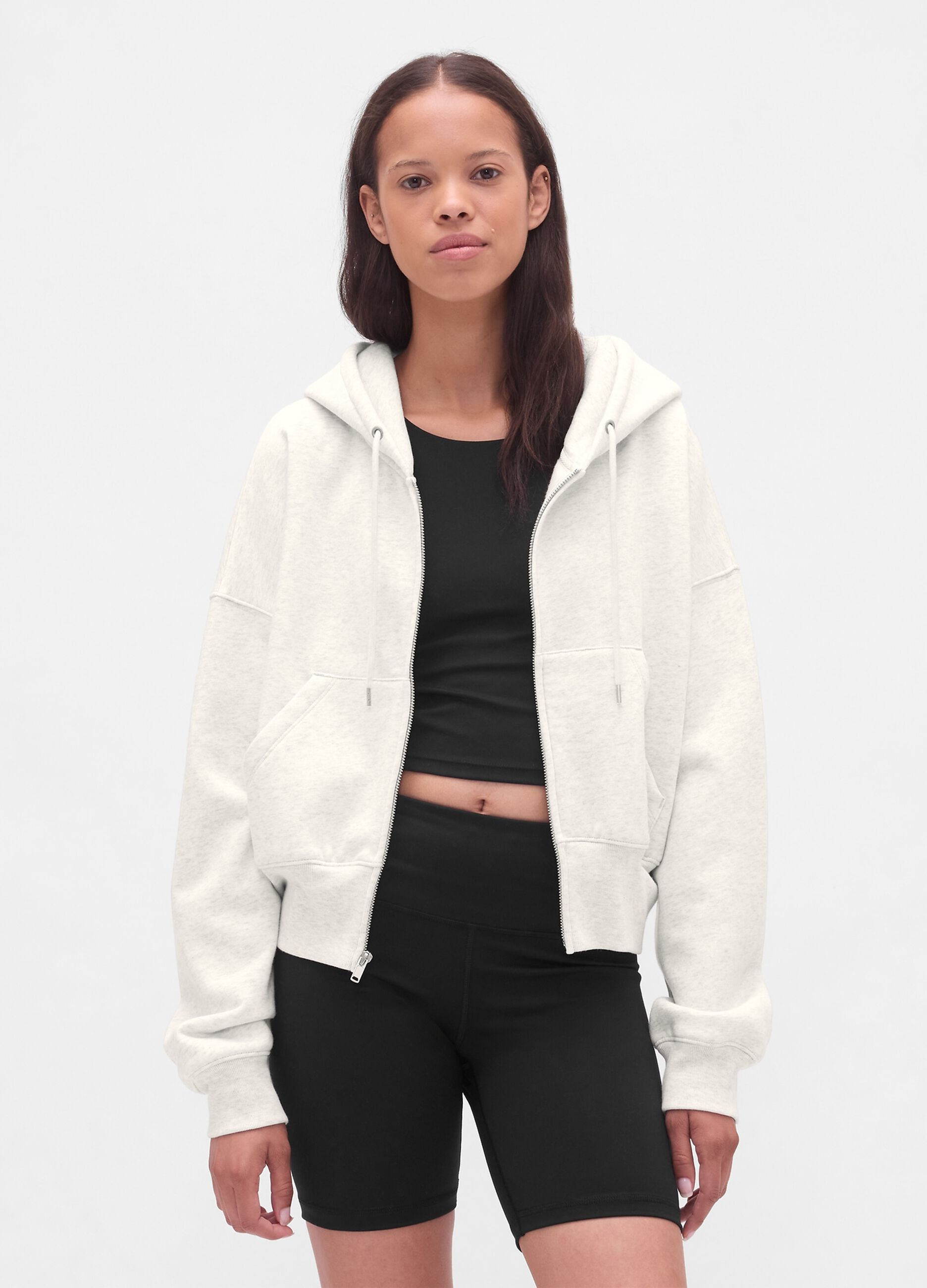 White Hoodie with Full Zip