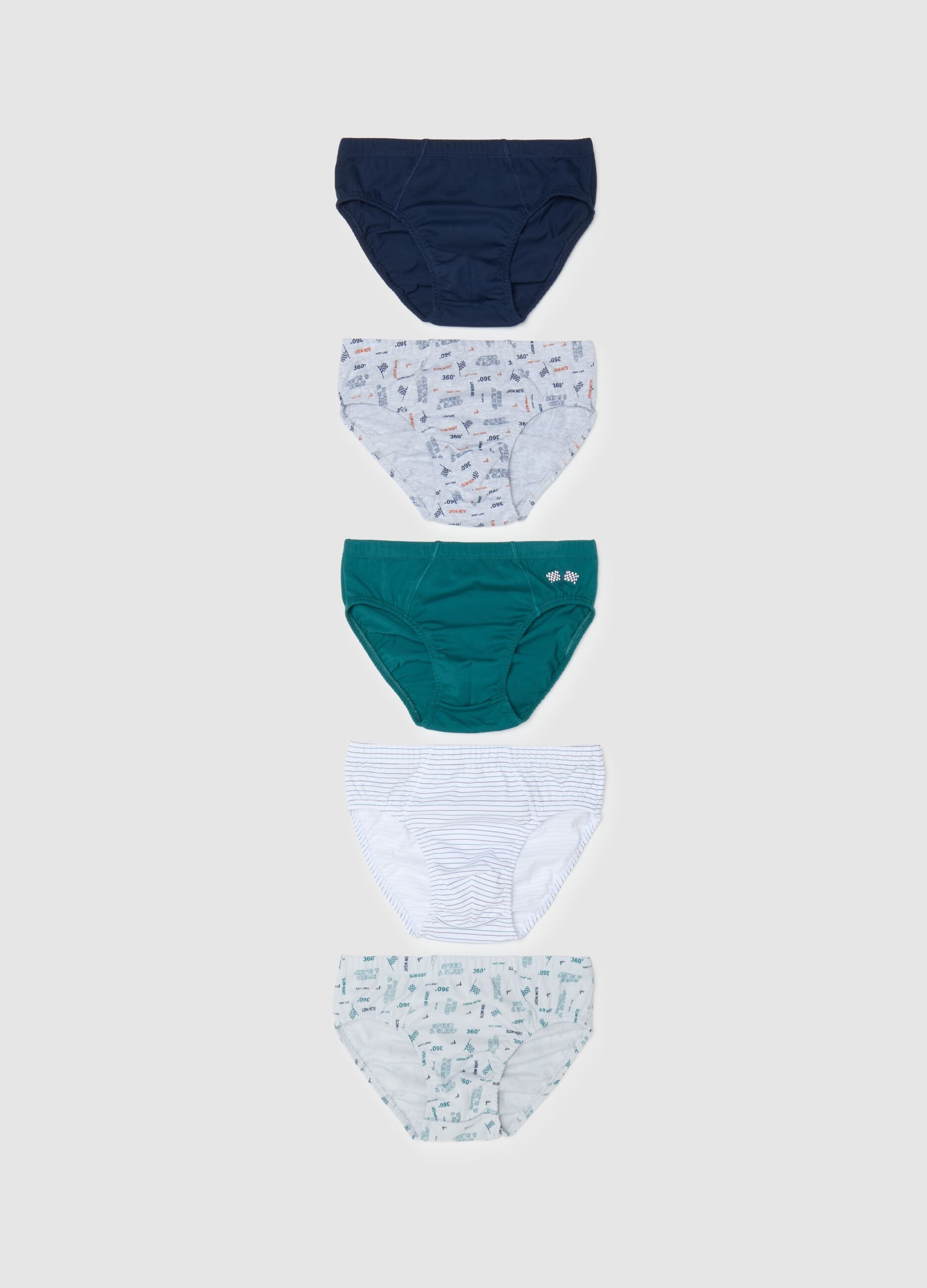 Set of 5 Boys' Multicoloured Cotton Briefs