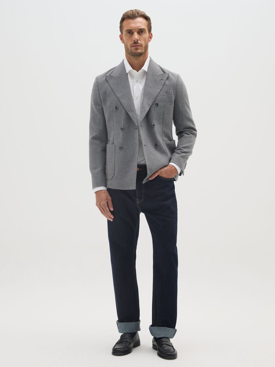 Grey Wool Blend Slim Fit Blazer_2